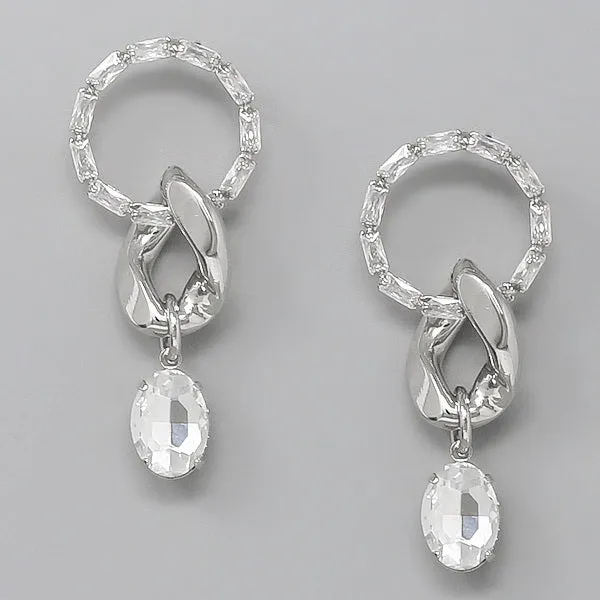 CZ Pave Hoop Statement Earrings