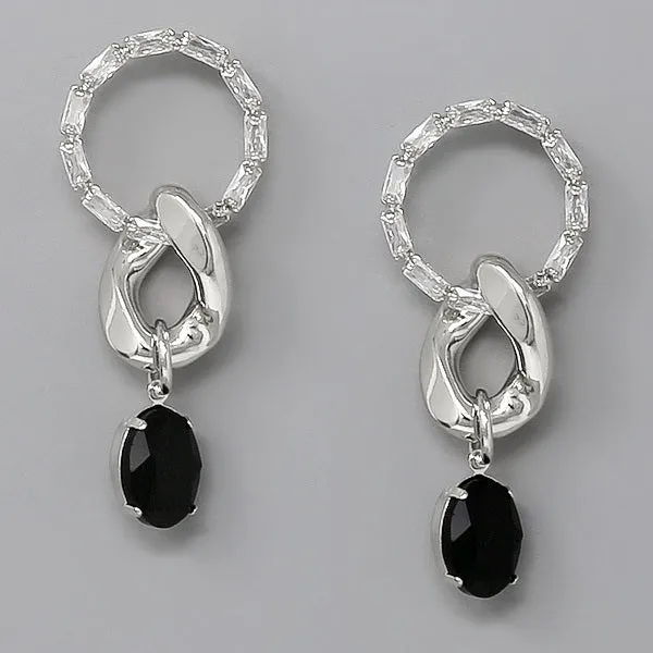 CZ Pave Hoop Statement Earrings