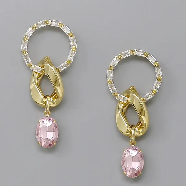 CZ Pave Hoop Statement Earrings