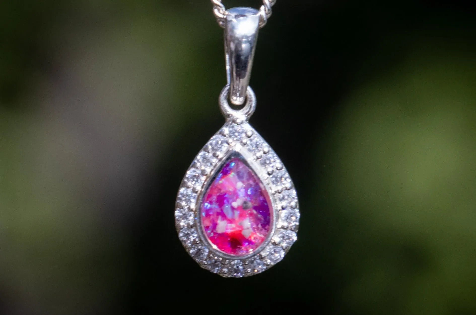 Dainty Bedazzled Opal Drop Pendant