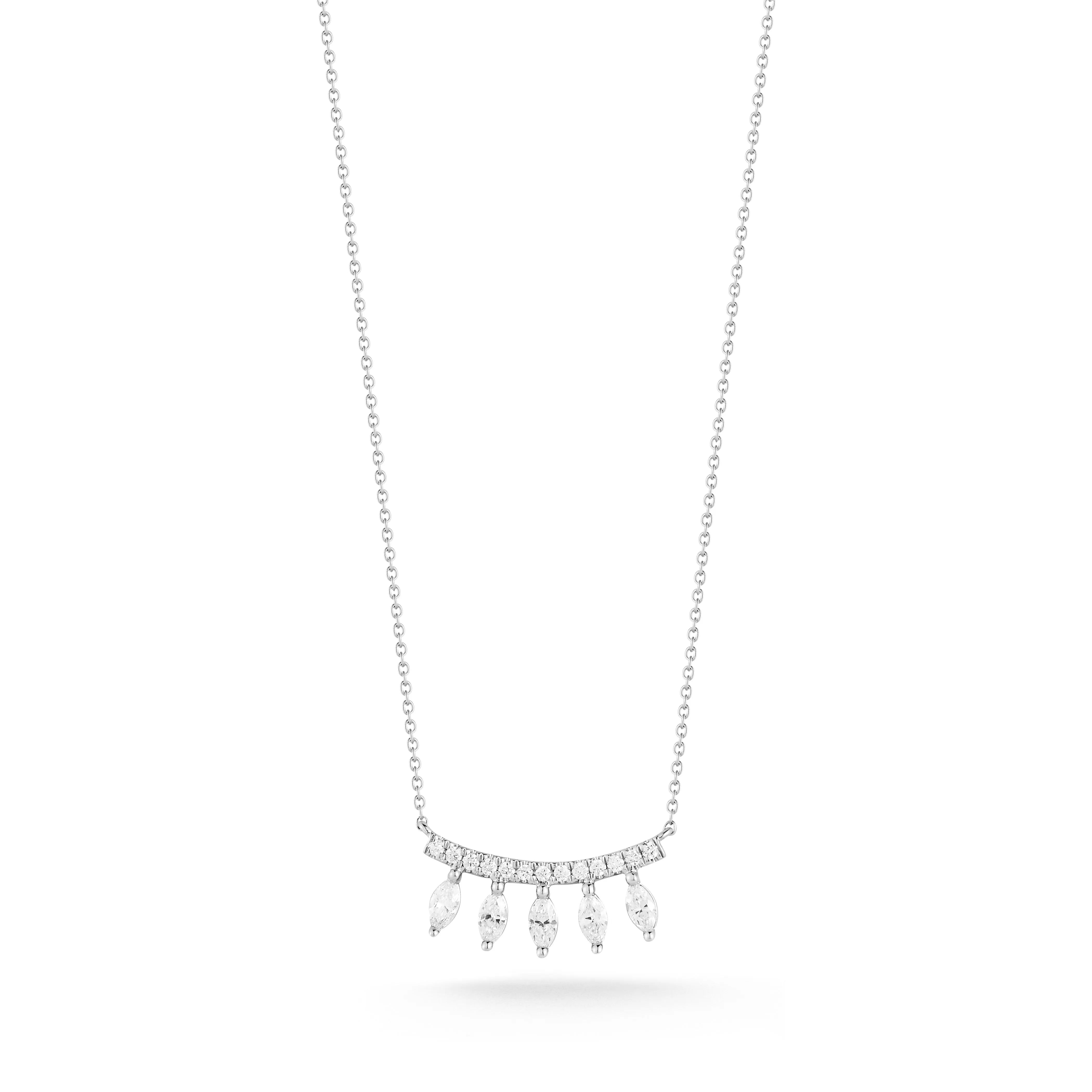 Dana Rebecca Designs - Alexa Jordan - Marquise Curved Pendant Necklace with Diamonds, White Gold