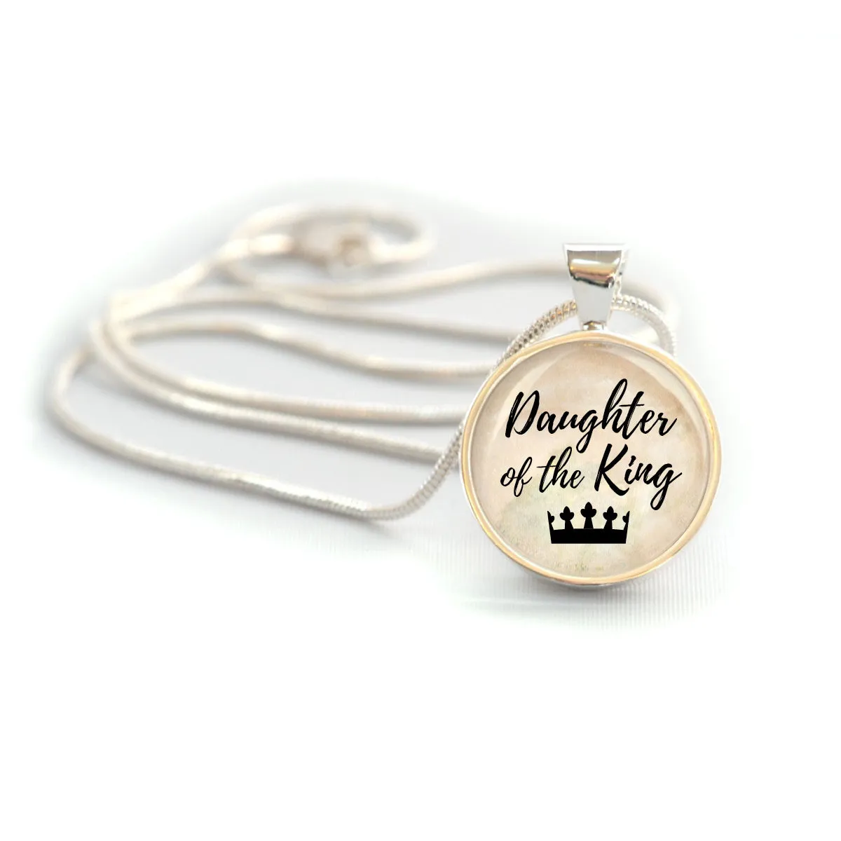 Daughter of the King Silver-Plated Christian Pendant Necklace (20mm)