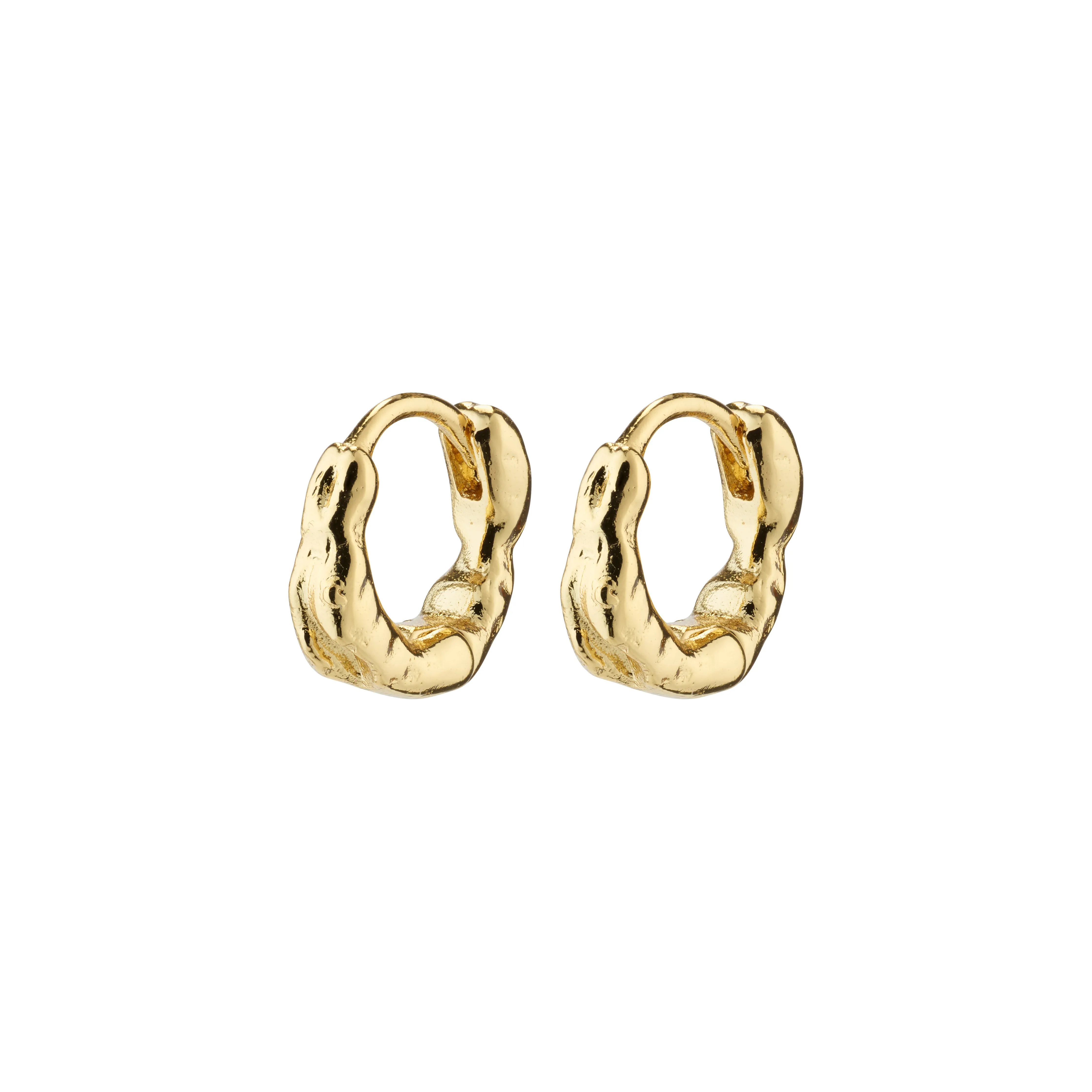 EDDY recycled organic shaped mini huggie hoops gold-plated