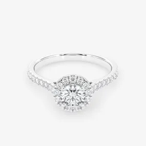 Embellished Halo 0.50 Carat Brilliant Cut Diamond 18K Gold Ring