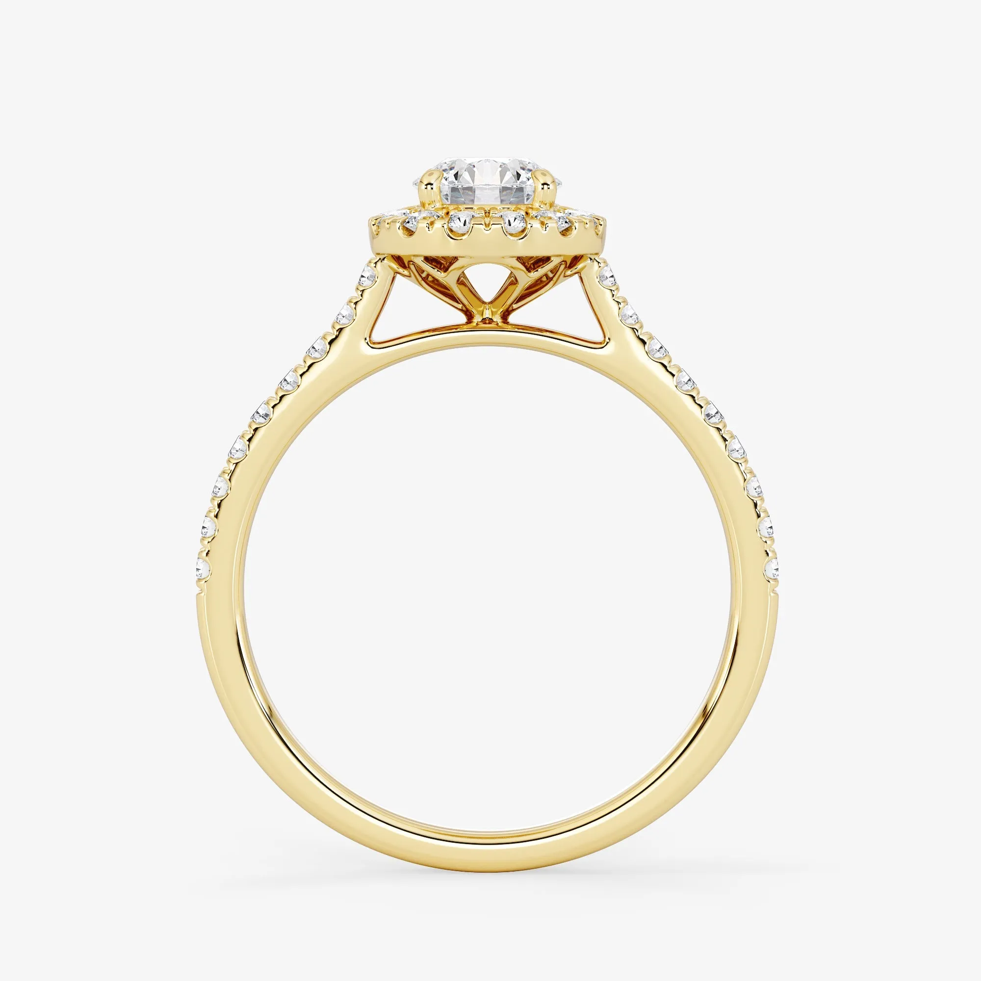 Embellished Halo 0.50 Carat Brilliant Cut Diamond 18K Gold Ring