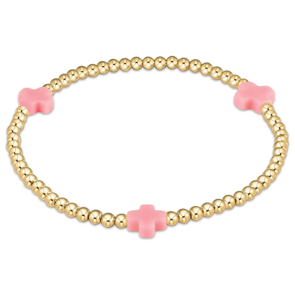 ENewton 2mm Gold Signature Cross Pink Bracelet