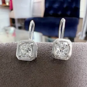 Estate Old Mine Cut Diamond Drop Earrings