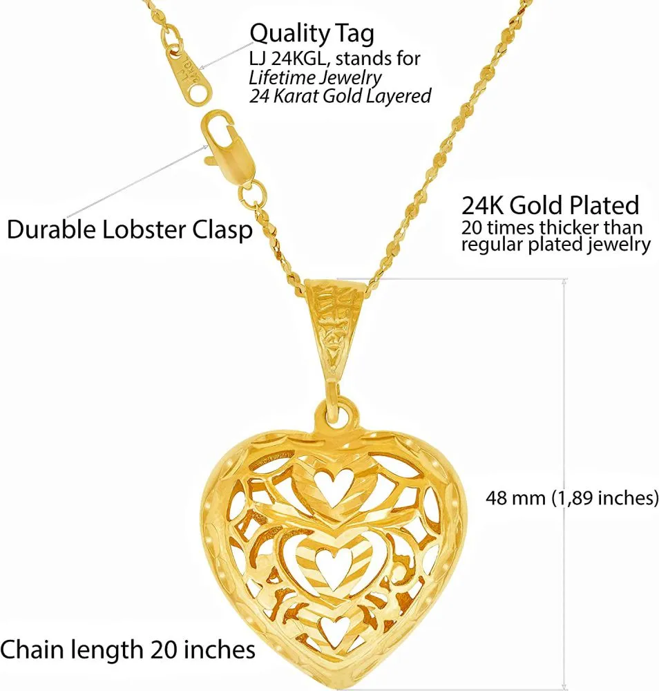 Filigree Heart Pendant with Necklace