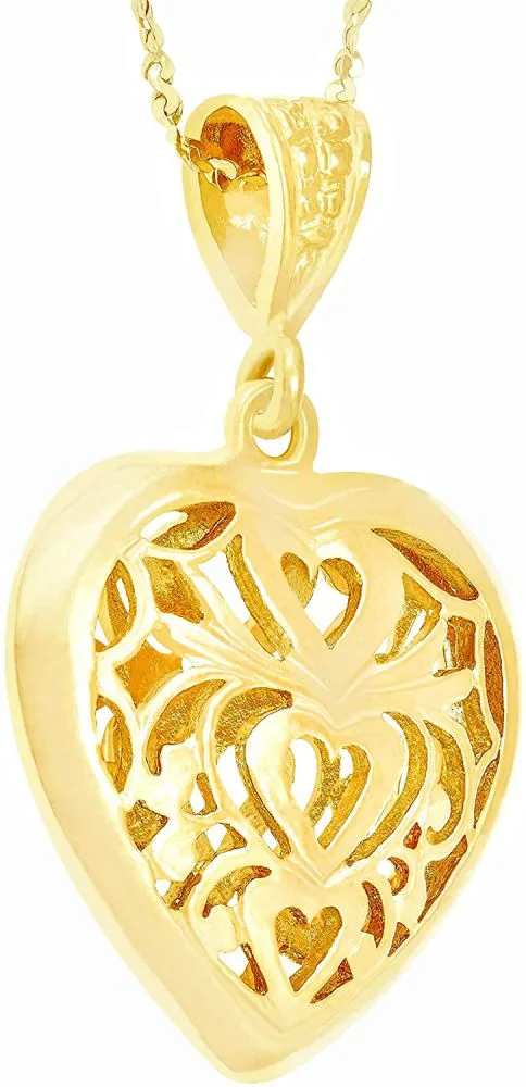 Filigree Heart Pendant with Necklace