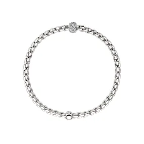 FOPE 18K WHITE GOLD EKA COLLECTION FLEX'IT BRACELET WITH DIAMONDS - SZ MED