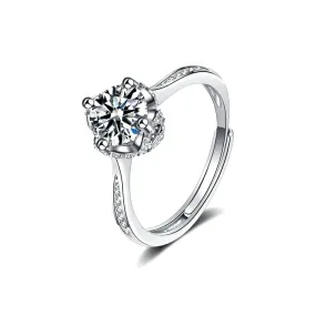 Four Claw Flower Moissanite Ring