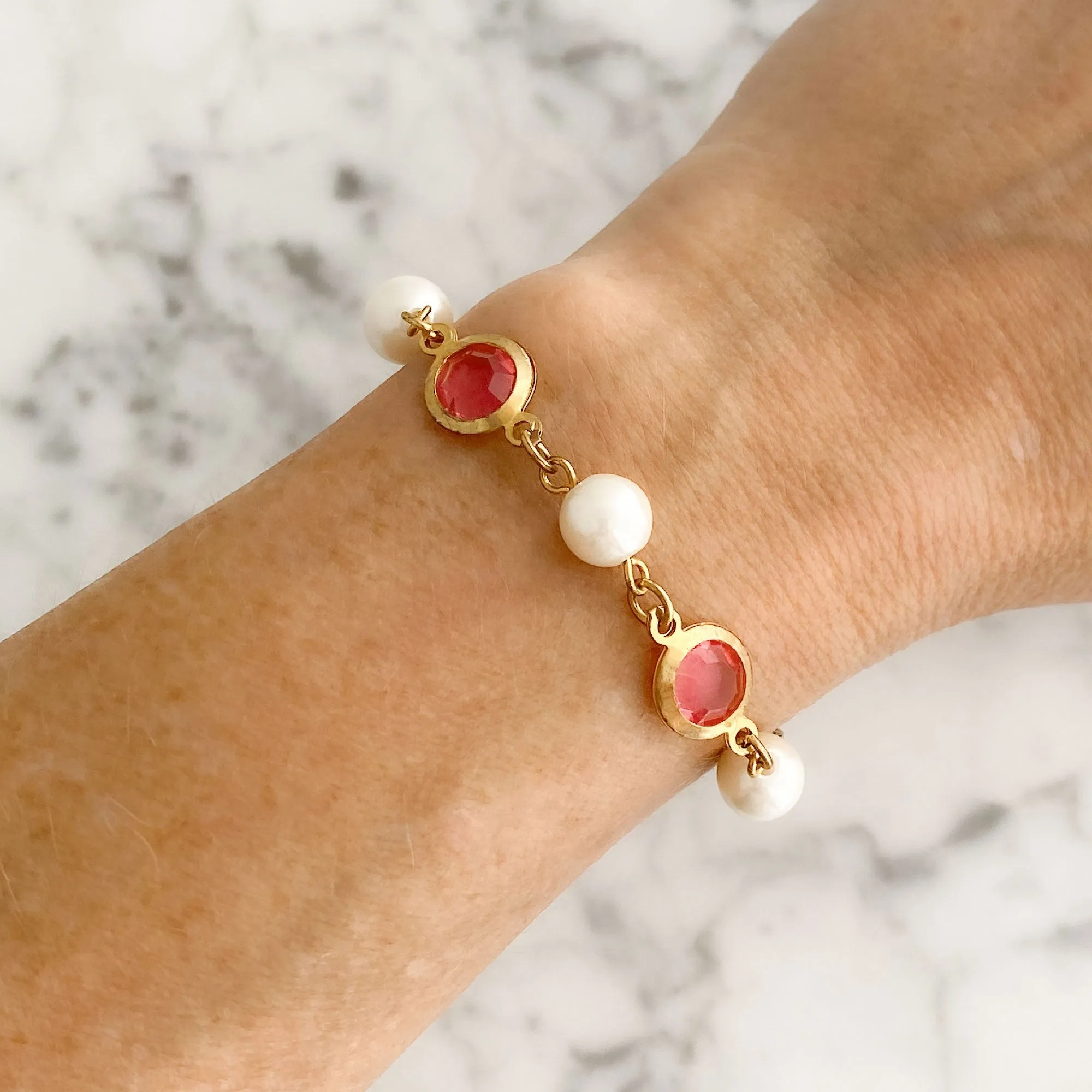 FULTON pearl and pink crystal bracelet