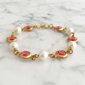 FULTON pearl and pink crystal bracelet