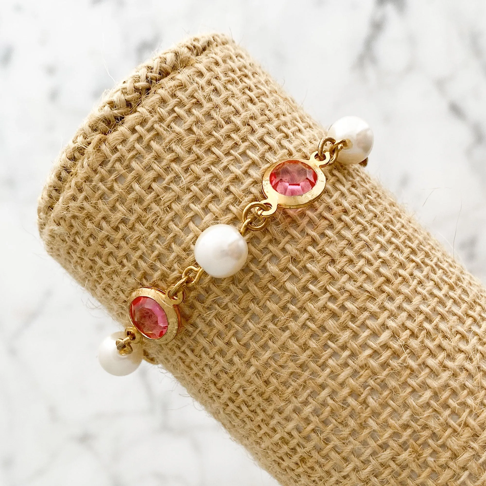 FULTON pearl and pink crystal bracelet