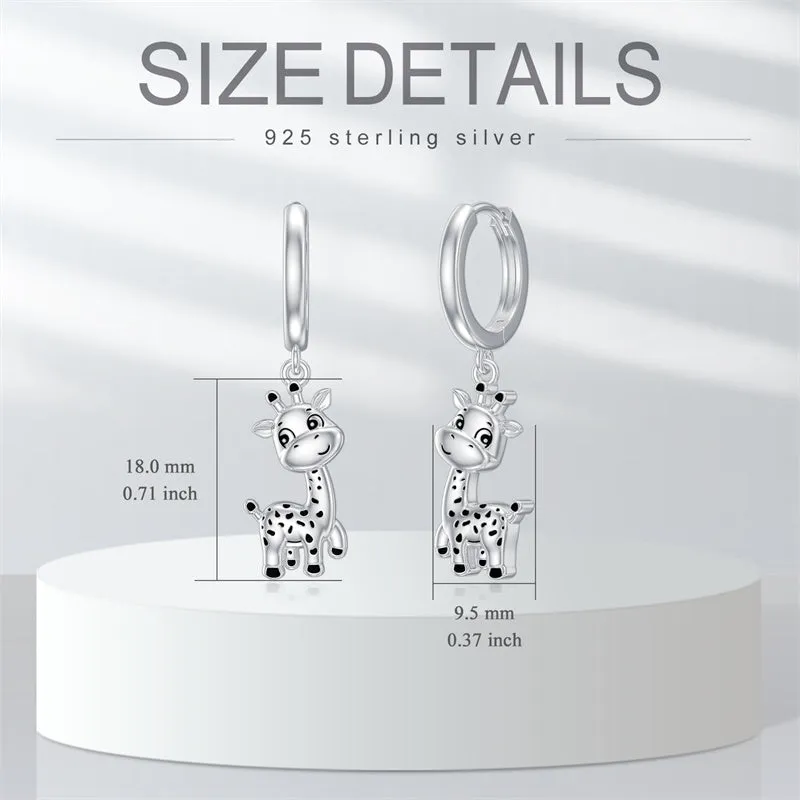 Giraffe Earrings 925 Sterling Silver Giraffe Dangle Drop Earrings Giraffe Jewelry Birthday Gifts for Women