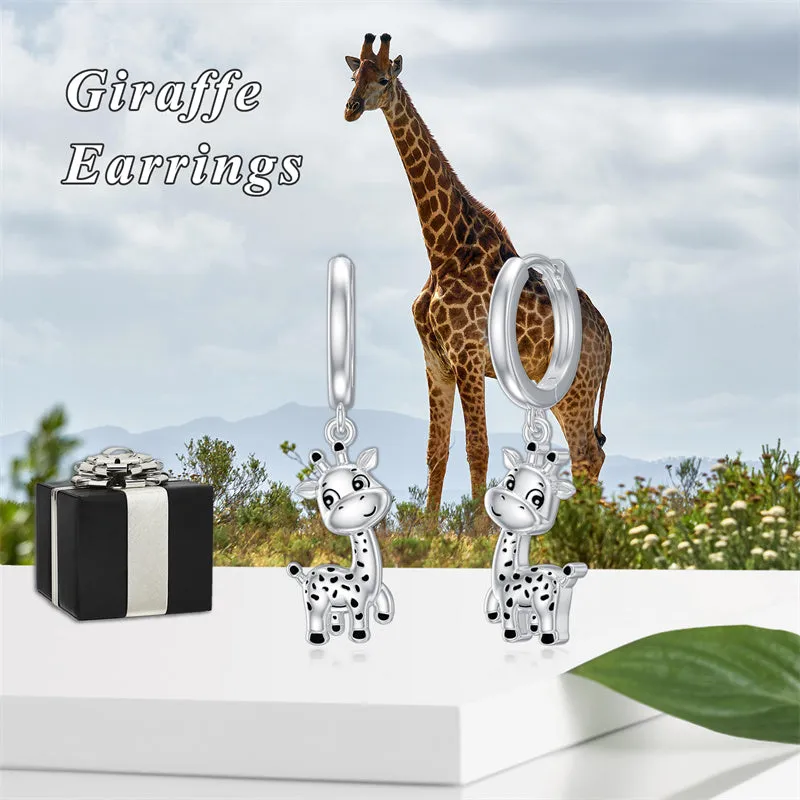 Giraffe Earrings 925 Sterling Silver Giraffe Dangle Drop Earrings Giraffe Jewelry Birthday Gifts for Women