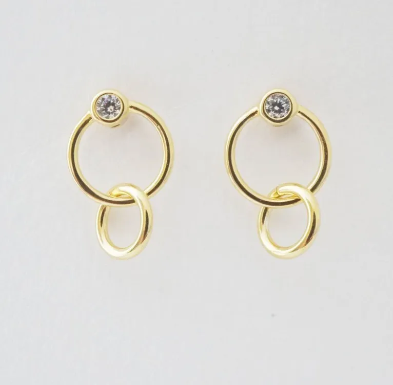 Gold Crystal Link Earrings