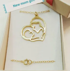 Gold Pendant Necklace - Mother Daughter Gift