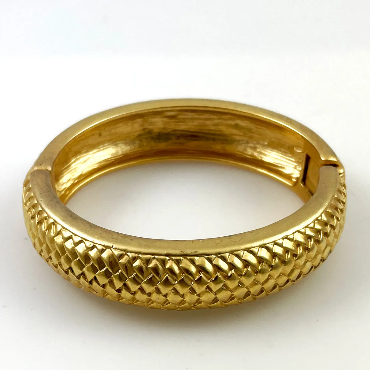 Gold Woven Hinged Bangle Bracelet