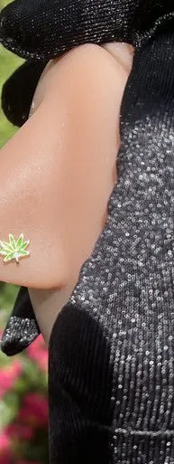 Green Canna  Nose Stud Piercing Jewelry