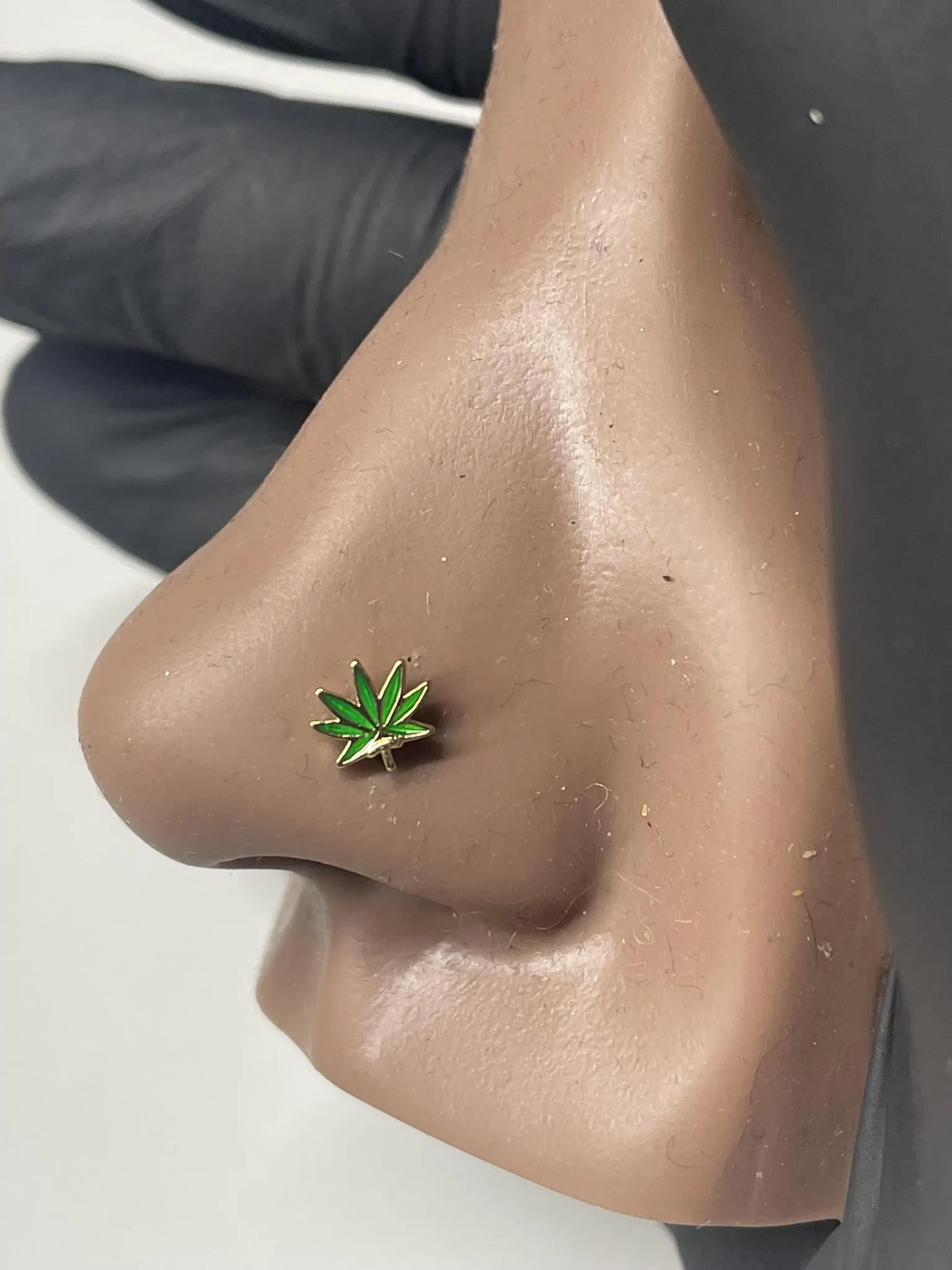 Green Canna  Nose Stud Piercing Jewelry