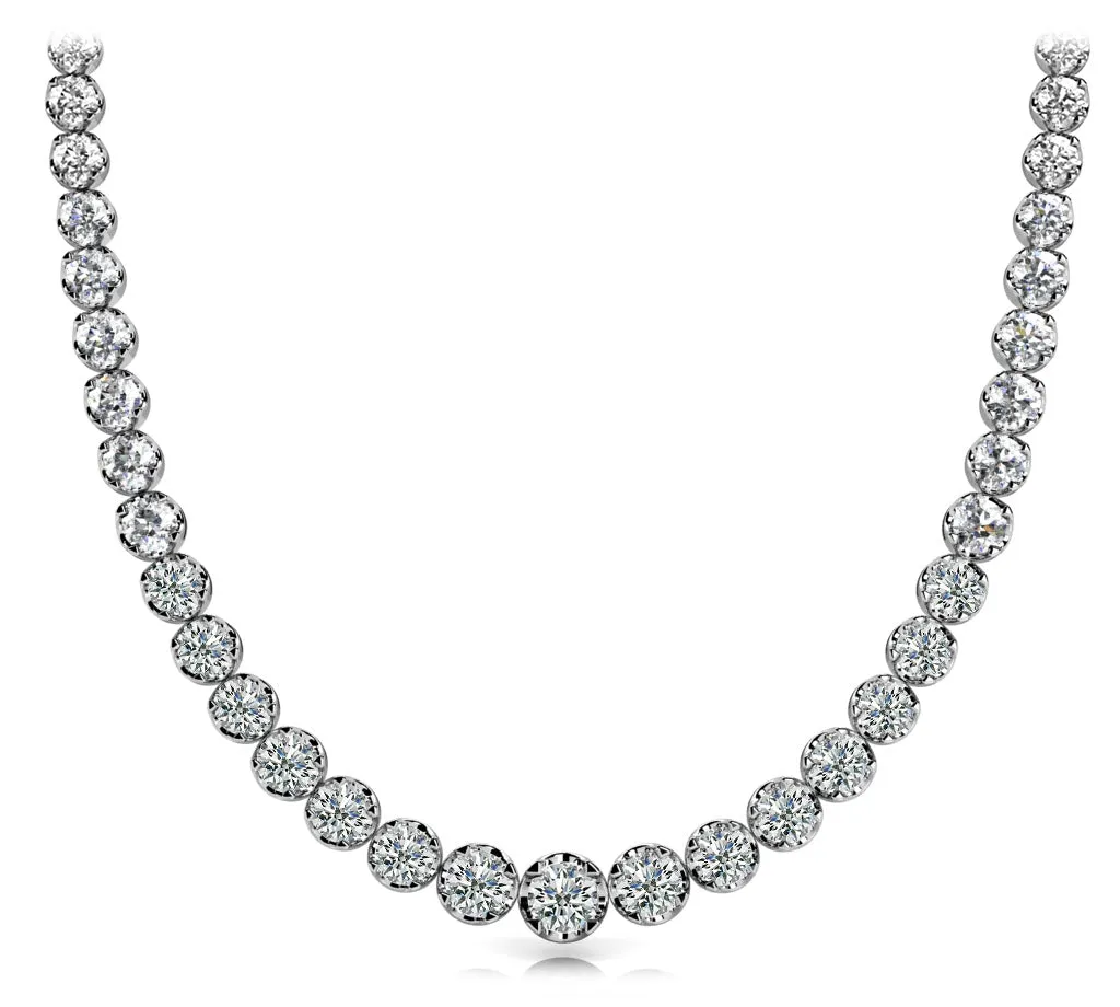 HAIL 15 Carat Diamond Rivera Graduated Necklace in 14K White Gold Low Base F Color VS1 Clarity BY MIKE NEKTA