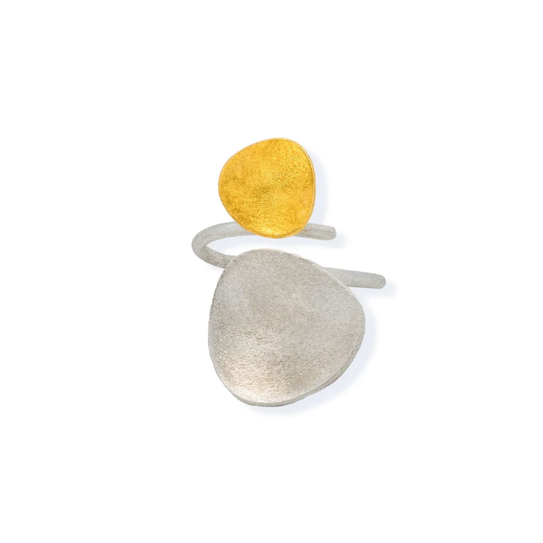 Handmade Gold & Silver Ring Irregular Shapes