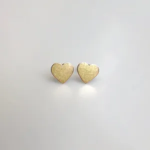 Heart stud earrings in reclaimed 14k gold, medium