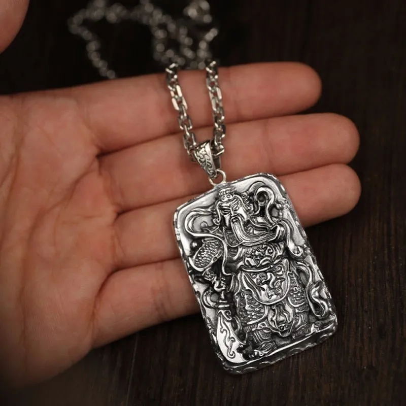 Hero Guan Yu 925 Sterling Silver Vintage Pendant Necklace