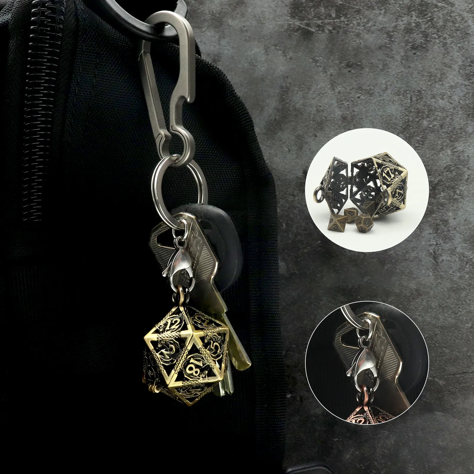 Hollow Dragon D20 Mini-Dice Cage Necklace