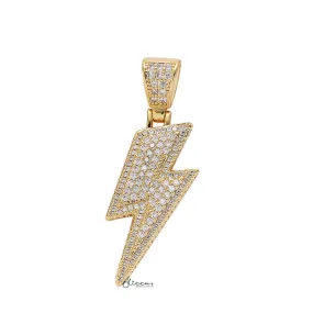 Iced Out Lightning Bolt Pendant - Gold