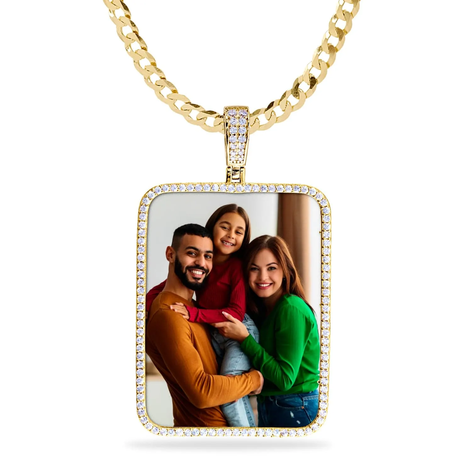 Iced Out Rectangle Photo Pendant