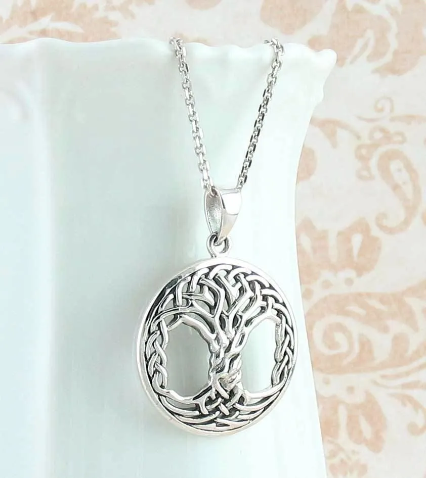 Intricate Celtic Knot Tree of Life Pendant