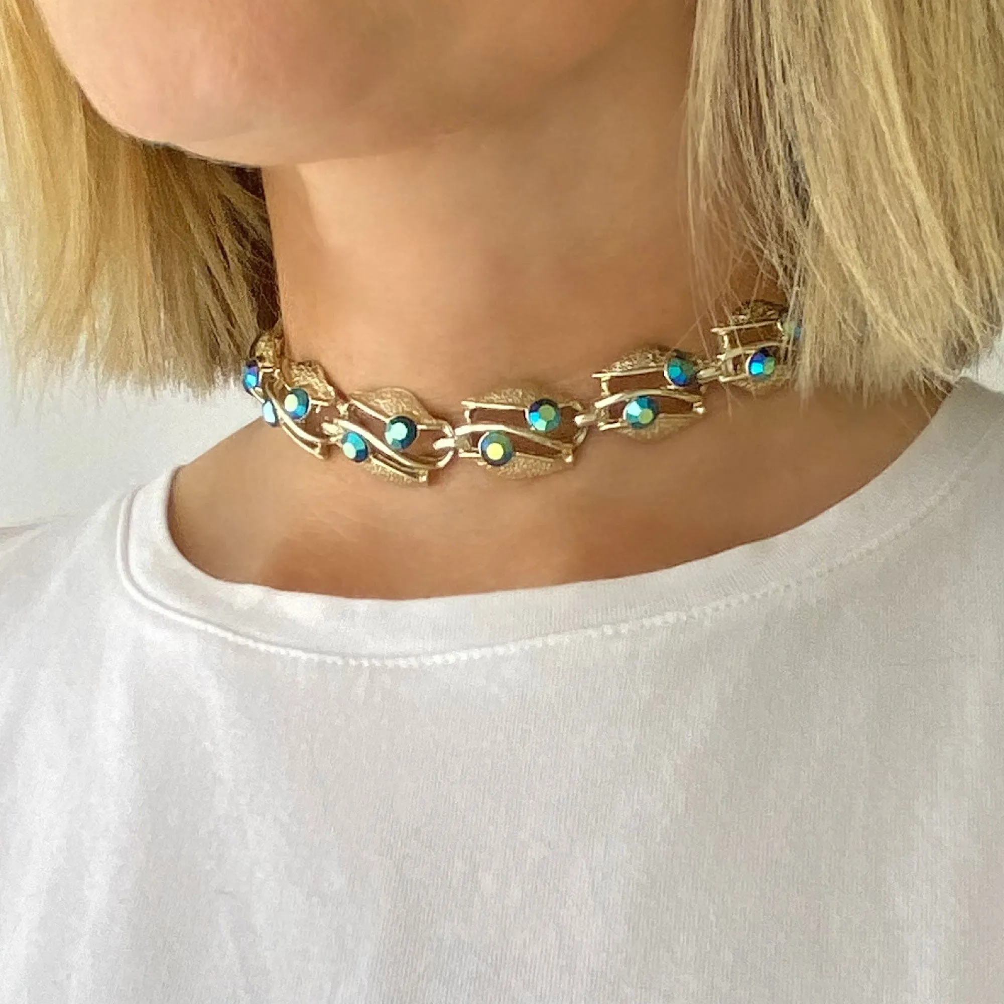 JACE vintage gold leaf choker necklace