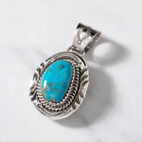 Joe Piaso Jr. Navajo King Manassa Turquoise USA Native American Made 925 Sterling Silver Pendant