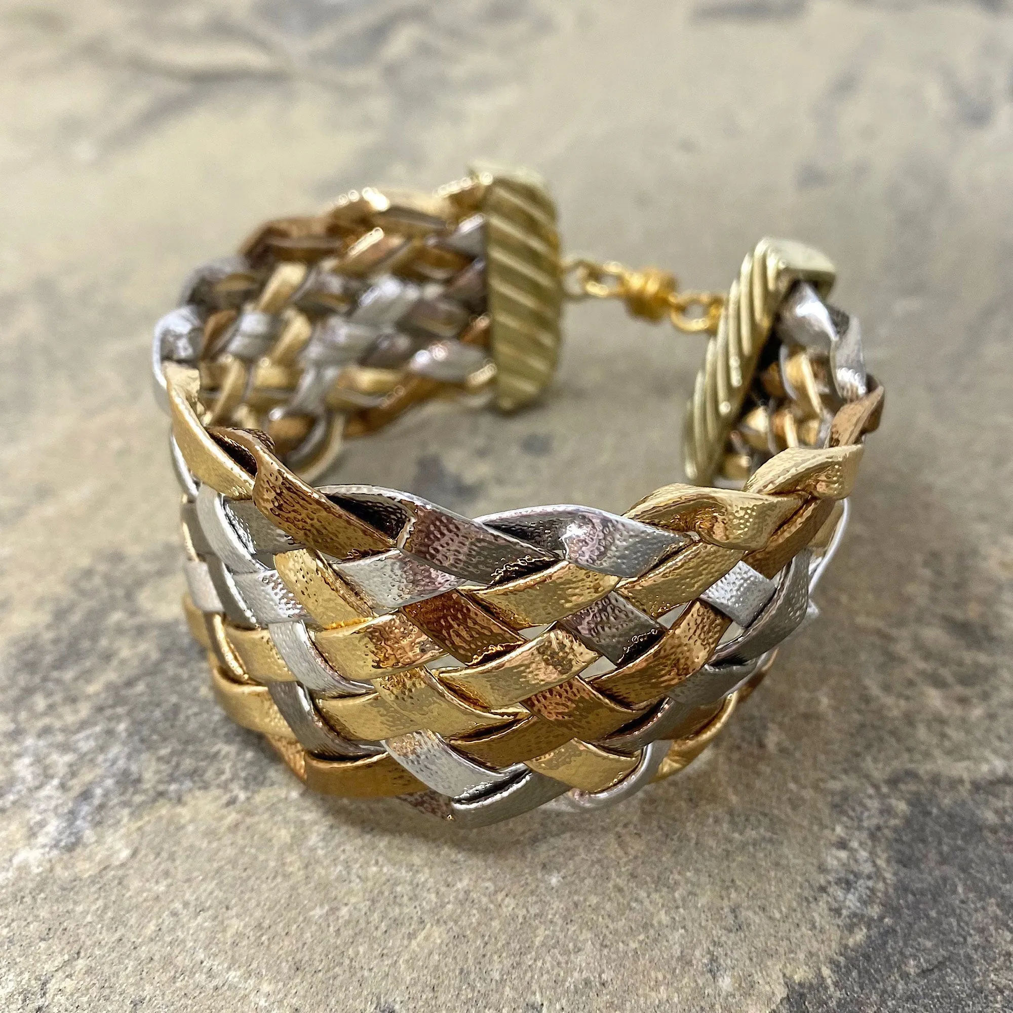 JOEL mixed metal braided cuff bracelet