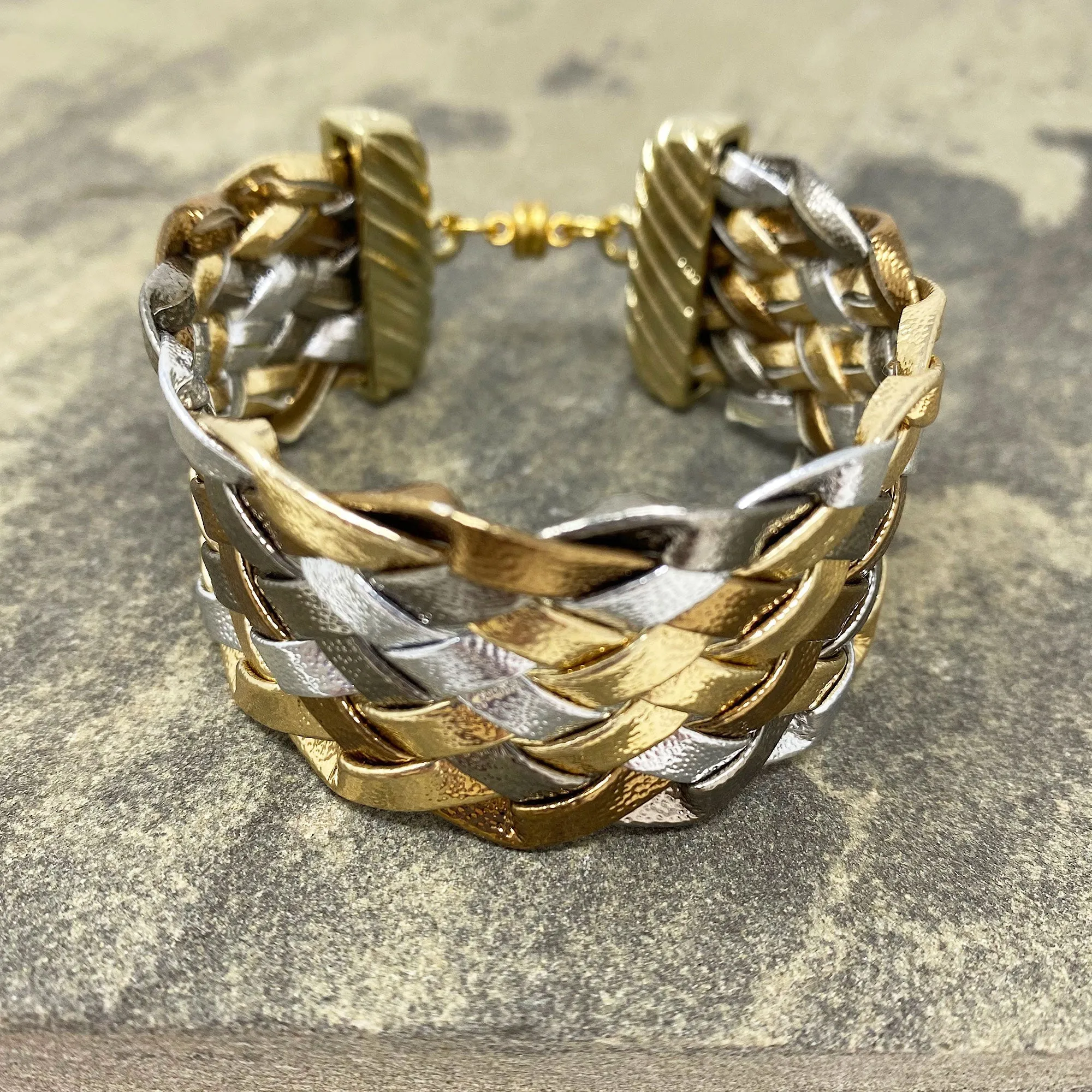 JOEL mixed metal braided cuff bracelet