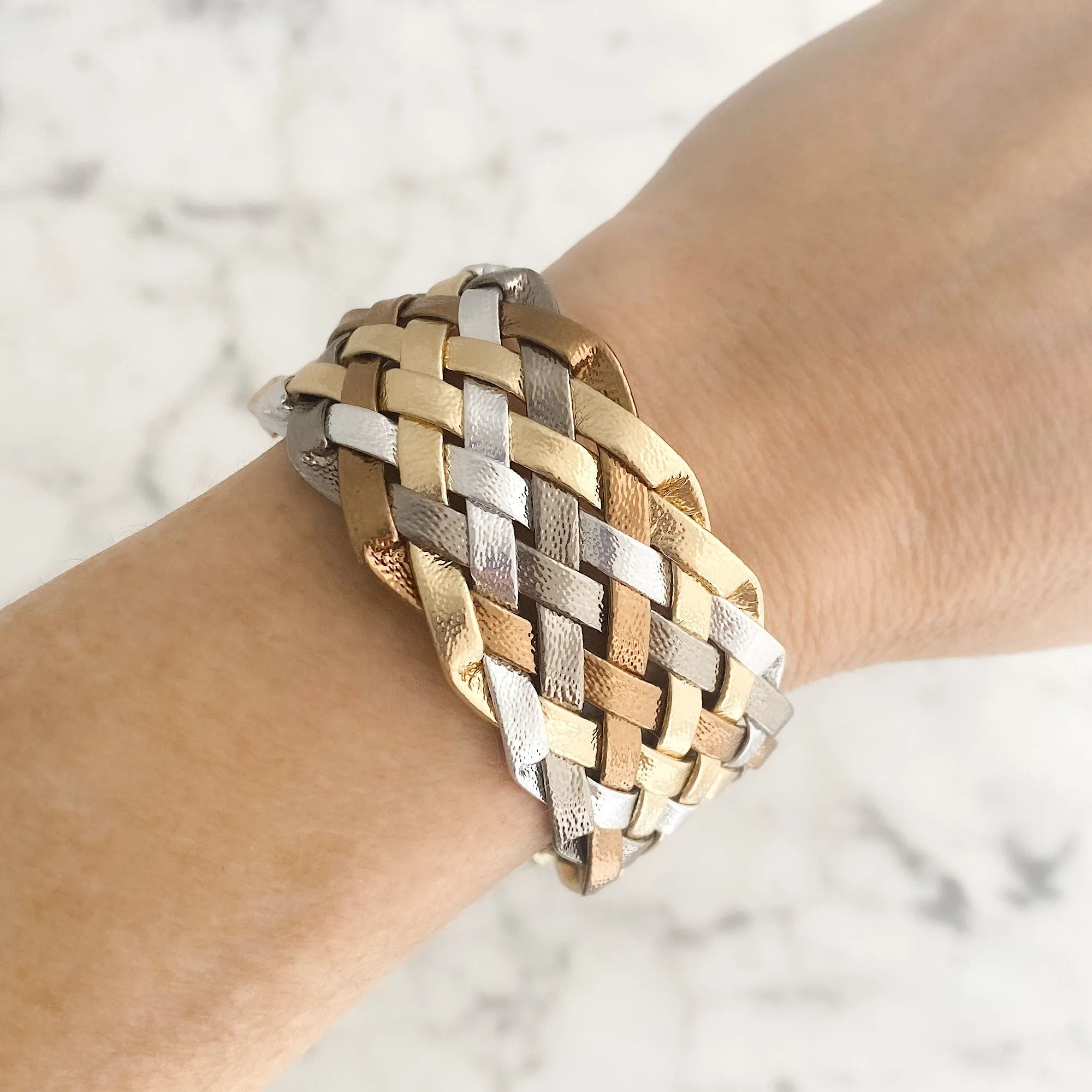 JOEL mixed metal braided cuff bracelet