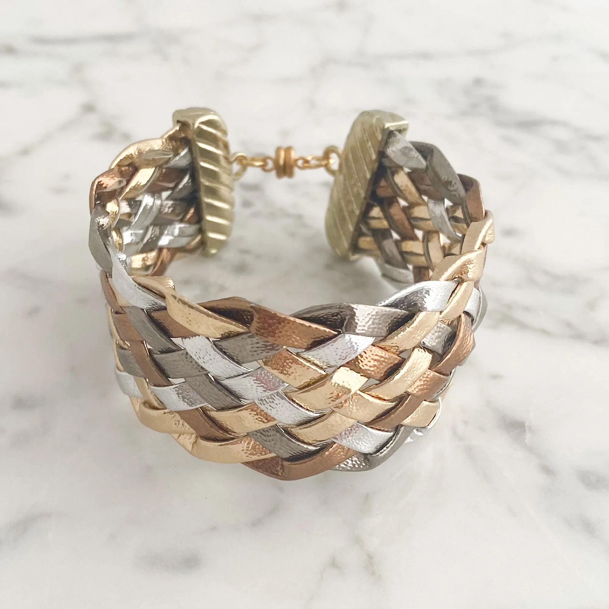 JOEL mixed metal braided cuff bracelet