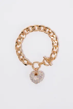 Katherine Heart Charm Chain Toggle Bracelet