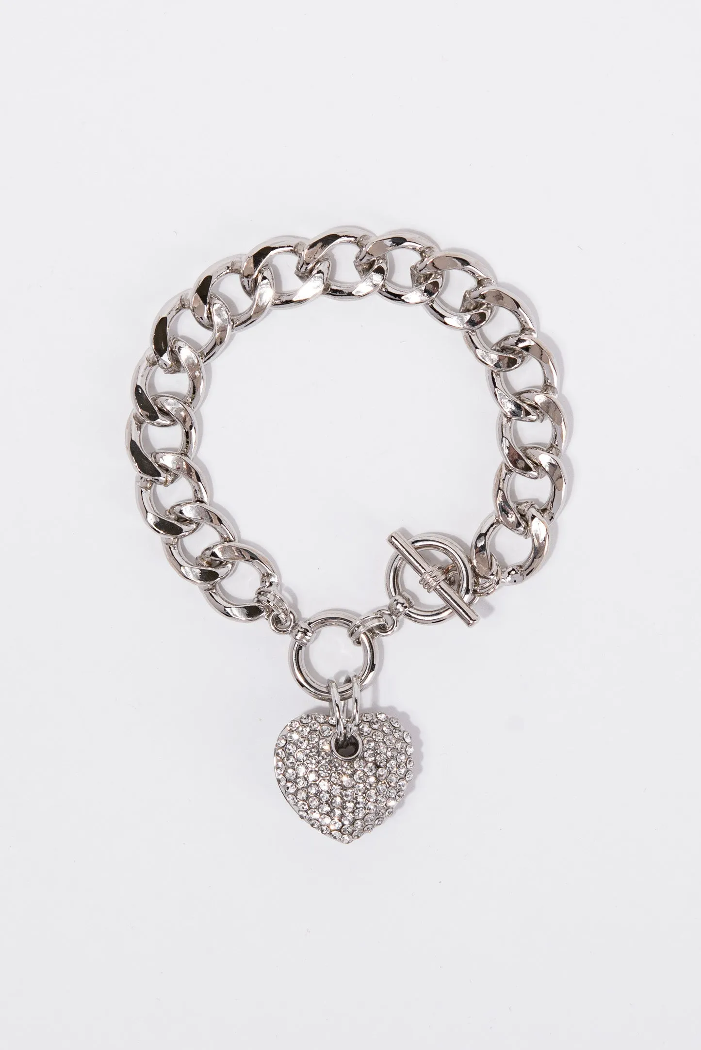 Katherine Heart Charm Chain Toggle Bracelet