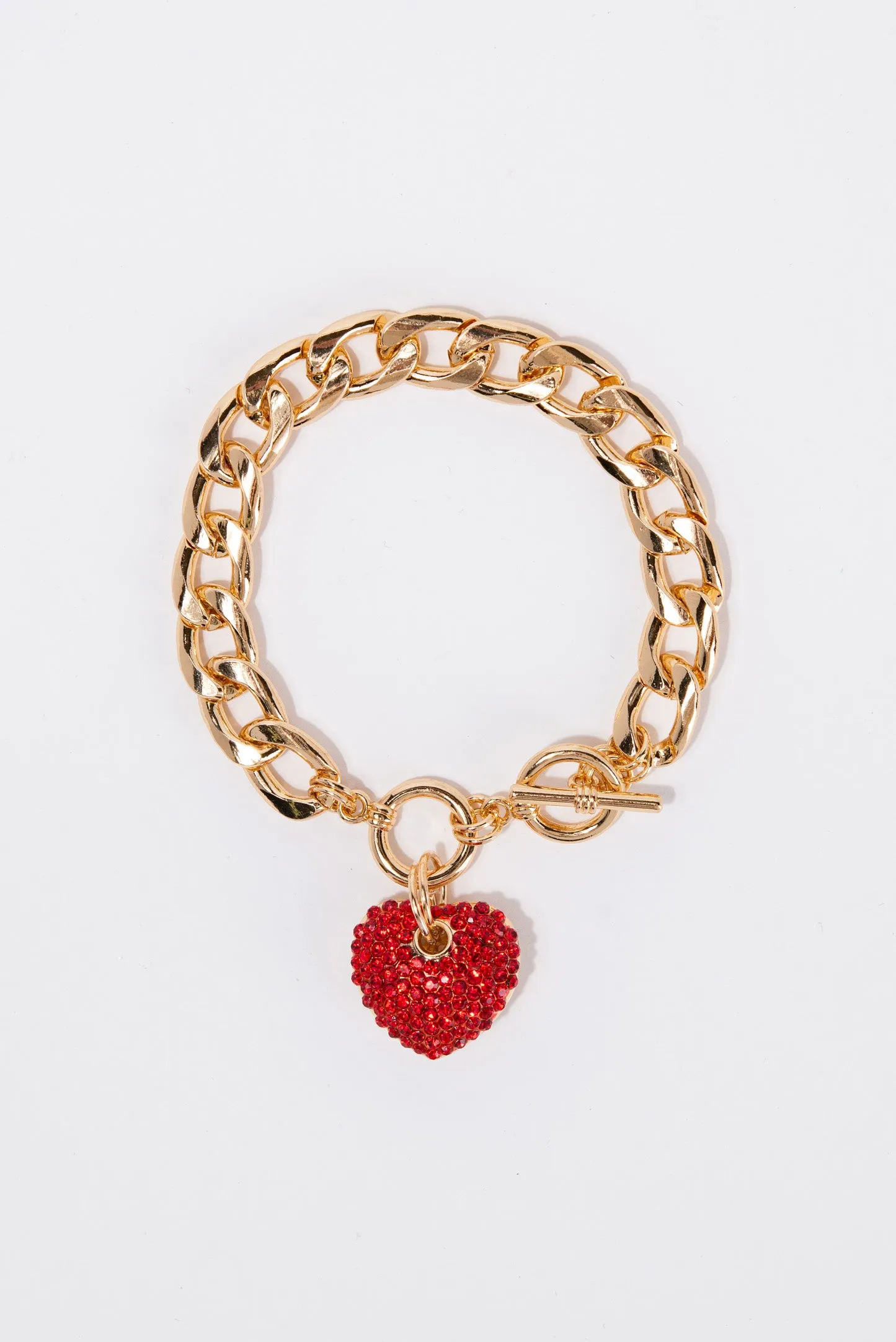 Katherine Heart Charm Chain Toggle Bracelet