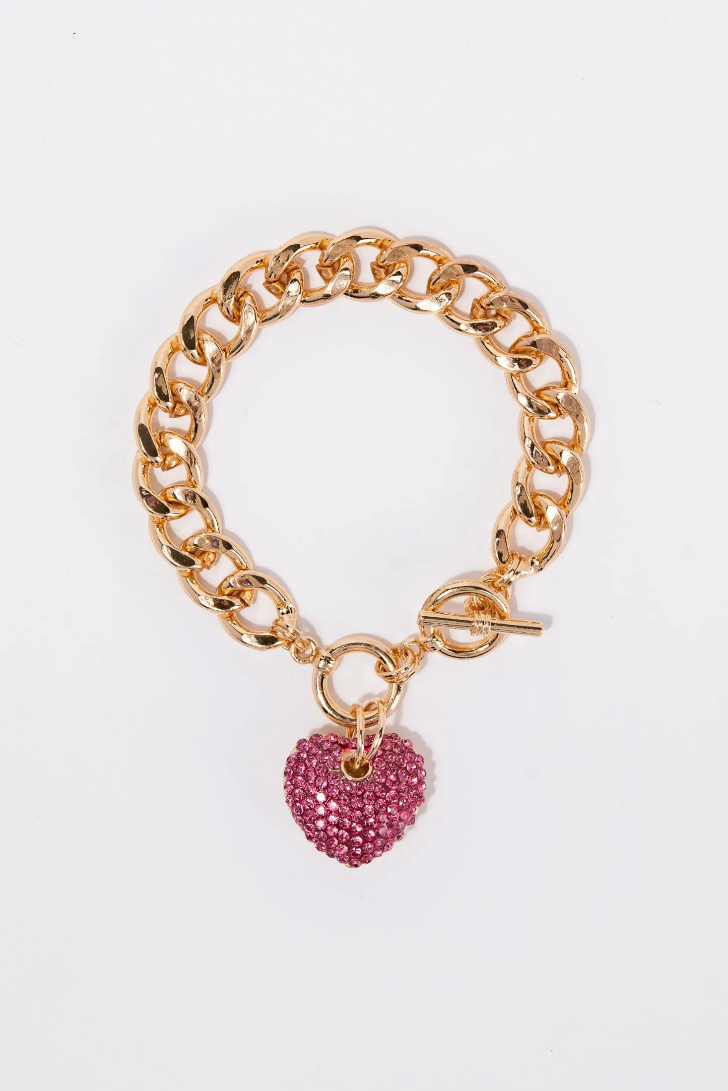 Katherine Heart Charm Chain Toggle Bracelet