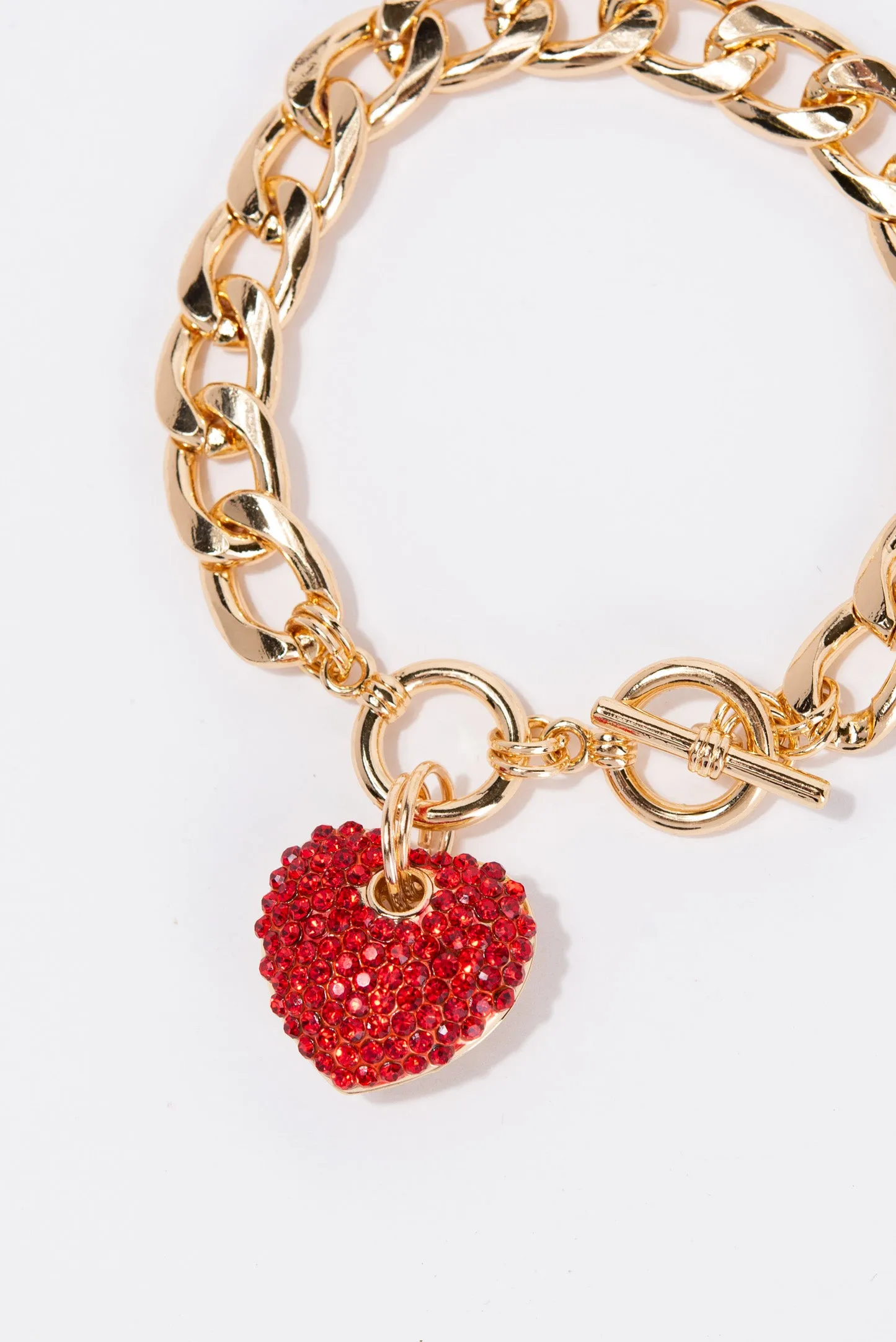 Katherine Heart Charm Chain Toggle Bracelet