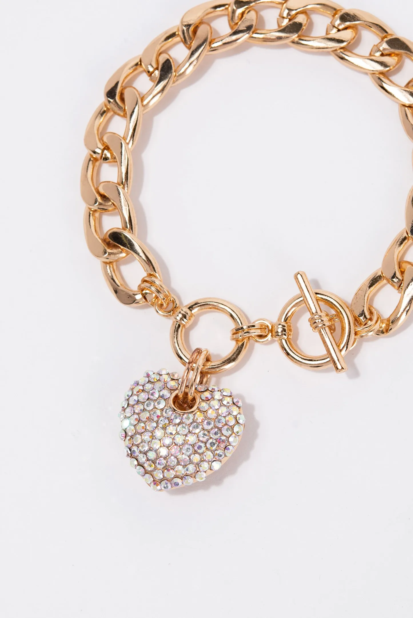 Katherine Heart Charm Chain Toggle Bracelet