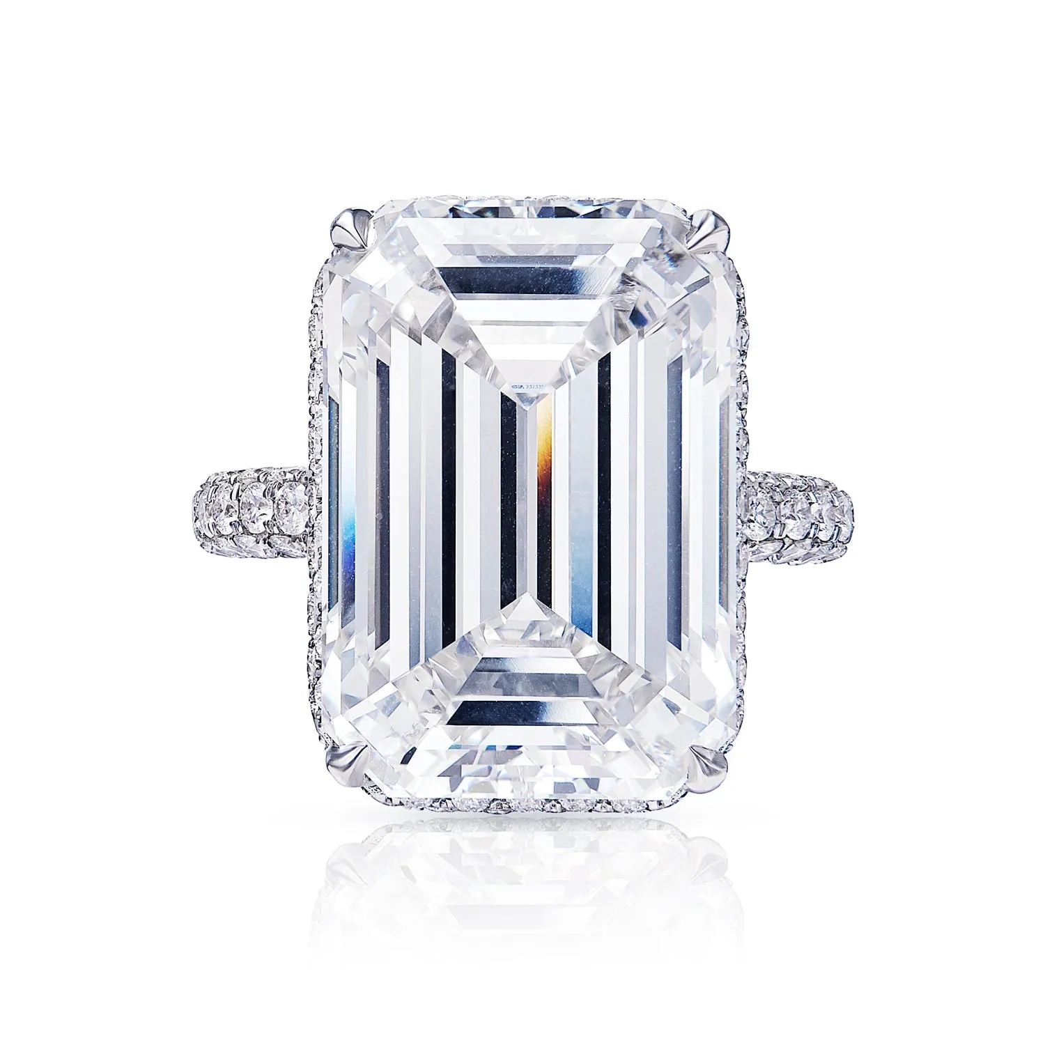 Kylie 23 Carat G VVS1 Earth Mined Emerald Cut Diamond Engagement Ring in Platinum. GIA Certified