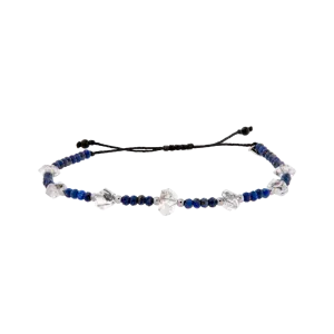 Lapis & Herkimer Silver Accent Drawstring Bracelet