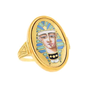 Late Victorian Egyptian Revival 18kt   Enamel Ring