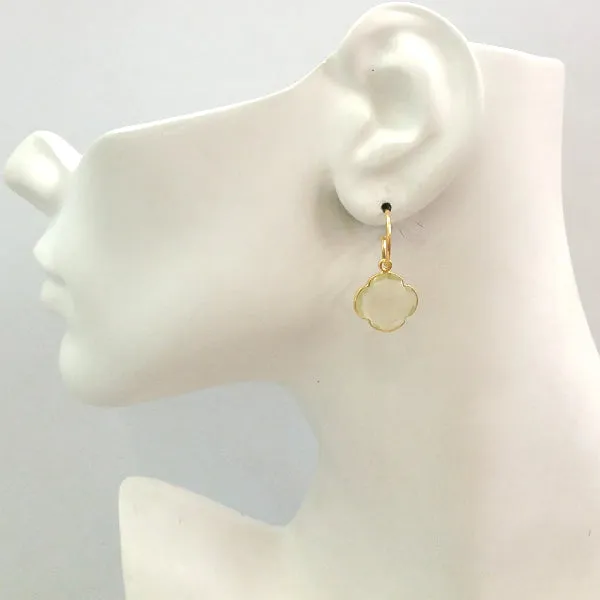 Lemon Quartz Single Drop Hoop Earrings (Stud Closure)