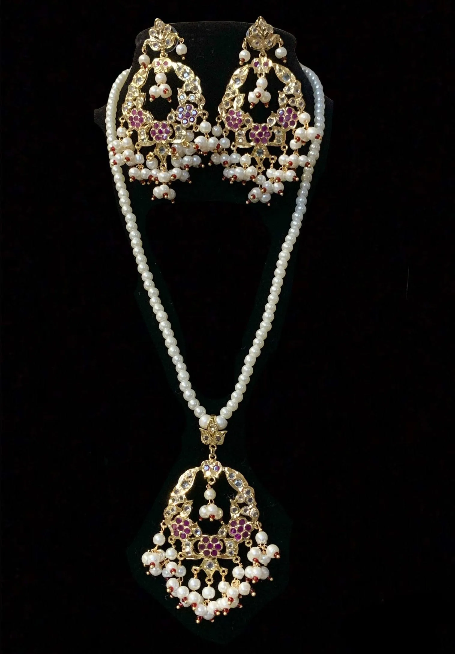 Madhuri pendant set in rubies ( SHIPS IN 4 WEEKS  )